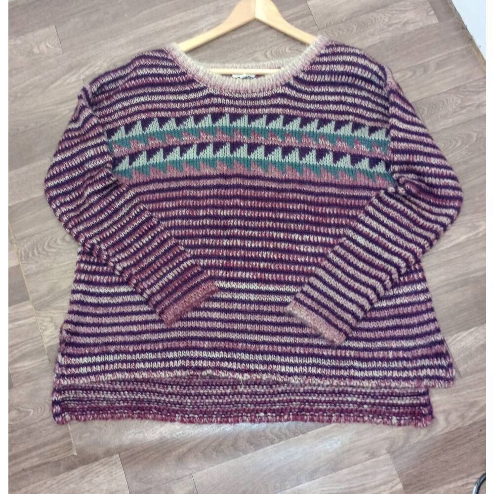 Mystree Earth tone sweater. Acrylic/ Wool/mohair. Size Small (measures largersee